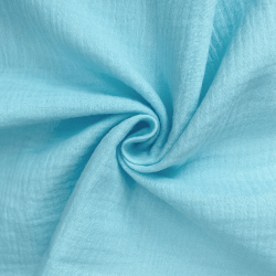 Ткань Муслин Жатый, цвет Небесно-голубой (на отрез)  в Мурине